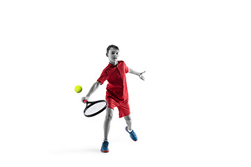 Image showing Young tennis player isolated on white