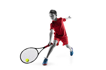 Image showing Young tennis player isolated on white