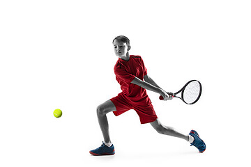 Image showing Young tennis player isolated on white