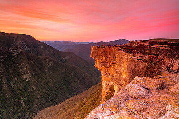 Image showing Red sunset over Kanangra Walls