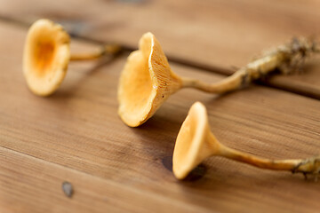 Image showing chanterelles on wooden background