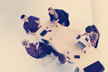 Image showing aerial view of business people group on meeting