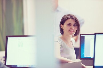 Image showing technology students group in computer lab school  classroom