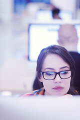 Image showing startup business, woman  working on desktop computer