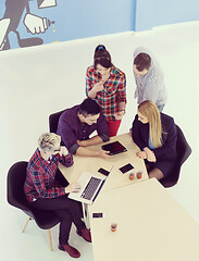 Image showing aerial view of business people group on meeting