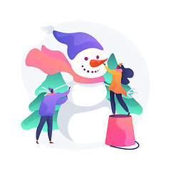 Image showing Building a snowman abstract concept vector illustration.