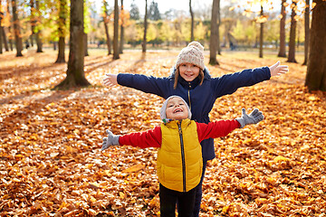 Image showing happy children at autumn park