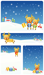 Image showing Christmas backgrounds set: Reindeer