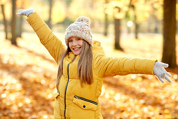 Image showing happy girl at autumn park