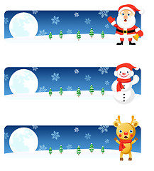 Image showing  	Christmas banners: Santa, Snowman, Rudolph