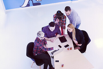 Image showing aerial view of business people group on meeting