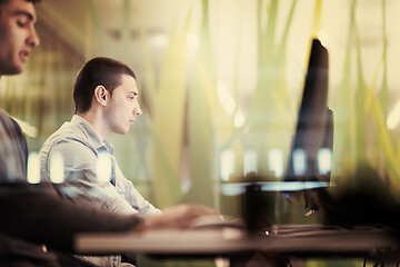 Image showing technology students group working  in computer lab school  class