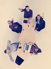 Image showing aerial view of business people group on meeting