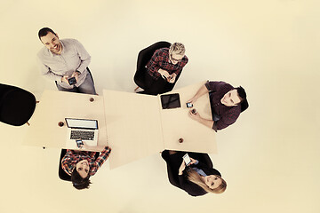 Image showing aerial view of business people group on meeting