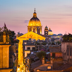 Image showing Cityscape of Rome, Italy in sunset.