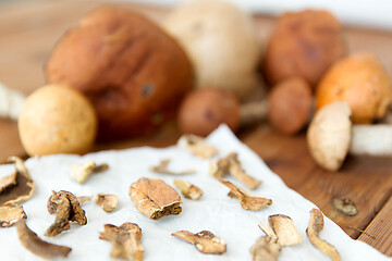 Image showing dried mushrooms on baking paper