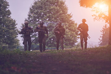 Image showing soldiers squad relaxed walking