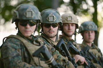 Image showing Soldier fighters standing together