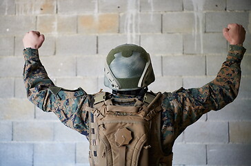 Image showing soldier celebrating victory