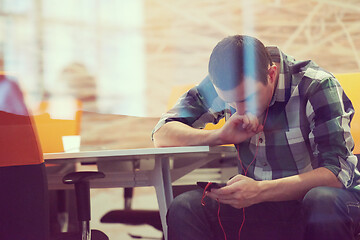 Image showing startup business, software developer working on computer