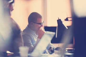 Image showing startup business, software developer working on computer