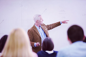 Image showing teacher with a group of students in classroom