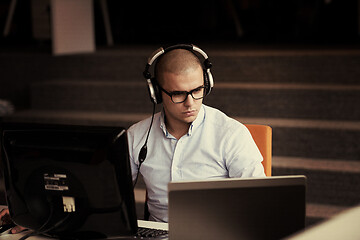 Image showing startup business, software developer working on computer