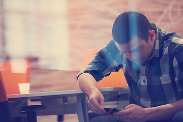 Image showing startup business, software developer working on computer