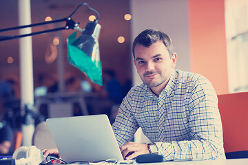 Image showing startup business, software developer working on computer