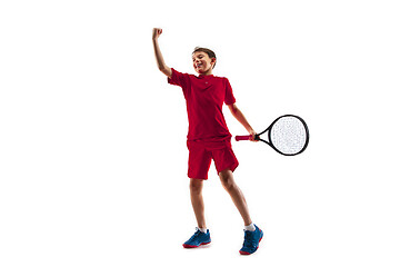 Image showing Young tennis player isolated on white