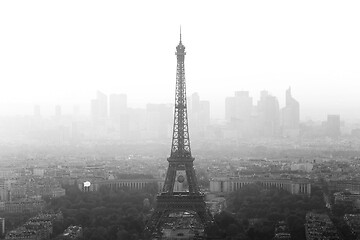 Image showing Aerial view of Paris city at sunset.