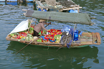 Image showing Floating market boat in Vietnam