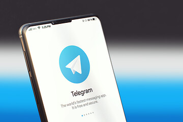 Image showing KYIV, UKRAINE-JUNE, 2020: Telegram on Cellphone Screen.