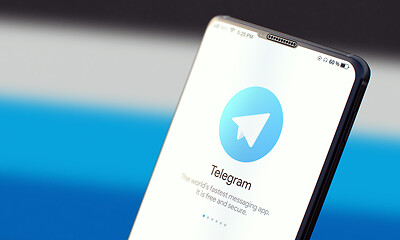 Image showing KYIV, UKRAINE-JUNE, 2020: Telegram on Mobile Phone Screen. Social Application Concept