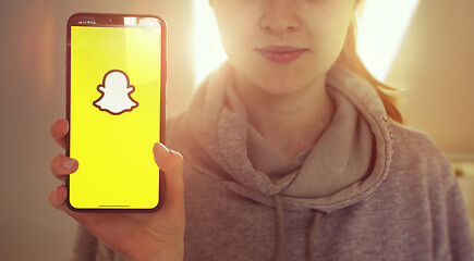Image showing KYIV, UKRAINE-JANUARY, 2020: Snapchat on Smart Phone Screen. Social Media Concept