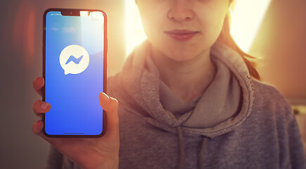 Image showing KYIV, UKRAINE-JANUARY, 2020: Facebook Messenger on Smartphone Screen. Social Application Concept