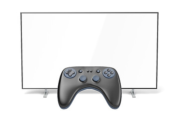 Image showing Gaming controller and TV