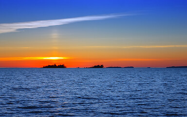 Image showing Golden Sunset Over The Blue Sea