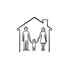 Image showing Family house hand drawn sketch icon.