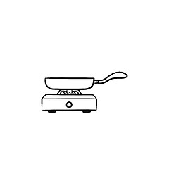 Image showing Frying pan hand drawn sketch icon.