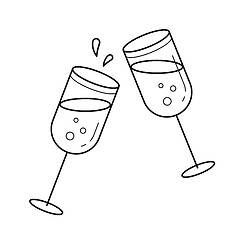 Image showing Champagne glasses vector line icon.