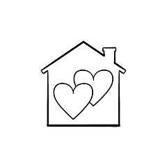 Image showing Sweet home hand drawn sketch icon.