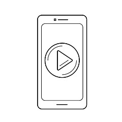 Image showing Mobile video app line icon.