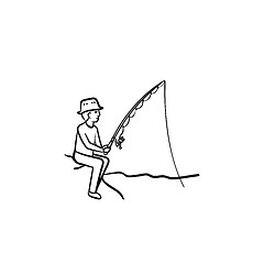 Image showing Fishing hand drawn sketch icon.