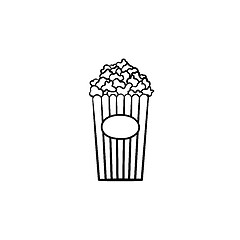 Image showing Popcorn hand drawn sketch icon.