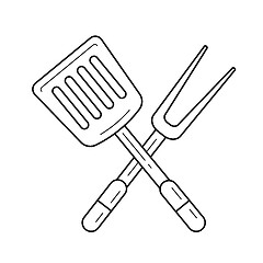 Image showing BBQ tools vector line icon.