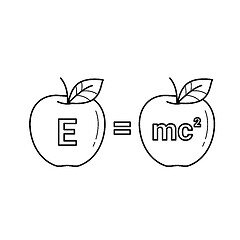 Image showing E equal mc 2 vector line icon.