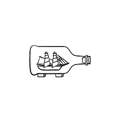 Image showing Ship inside the bottle hand drawn sketch icon.