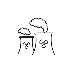 Image showing Nuclear power plant hand drawn sketch icon.