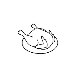 Image showing Cooked chicken hand drawn sketch icon.